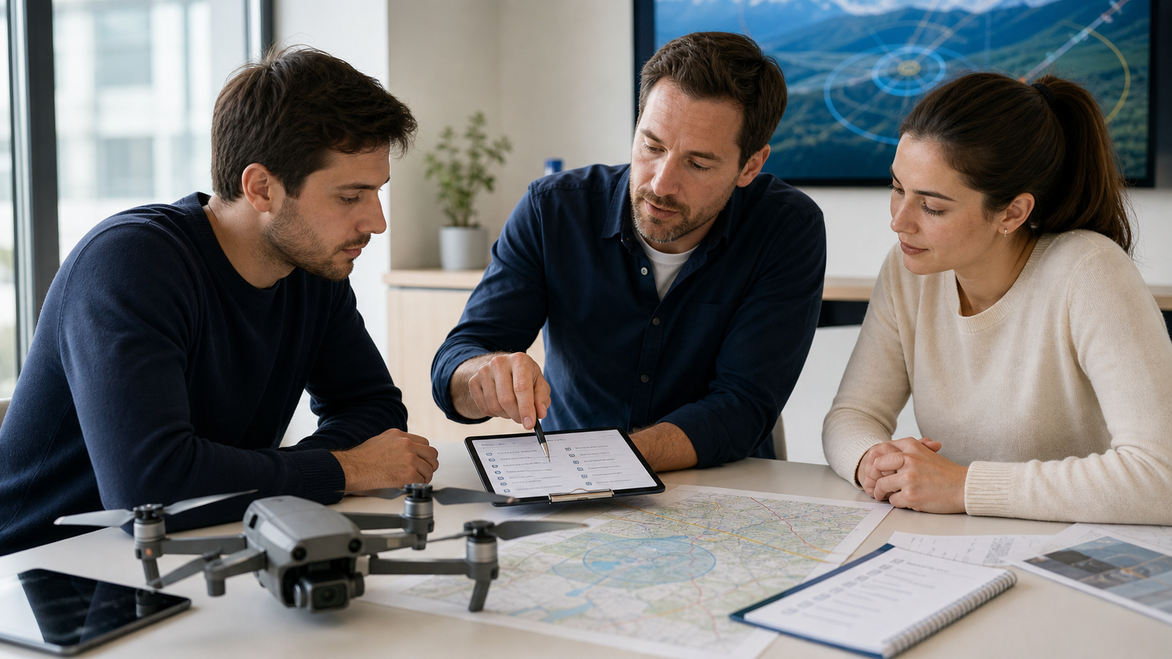 Élèves et instructeur en formation drone